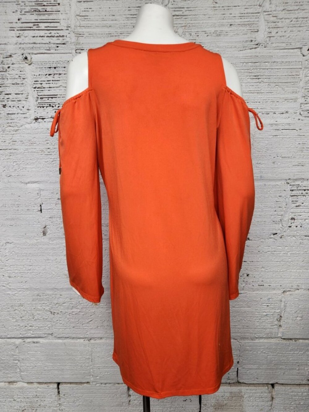 Michael Kors Size S Clementine/Orange Slinky Cold Shoulder Shift Dress - Picture 5 of 6